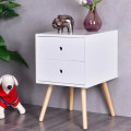 Miniatyrbild 1 av 4: COSTWAY Scandinavian White Sängbord med 2 lådor Tillverkat av MDF Nattduksbord för sovrum, vardagsrum, vardagsrum40 x 40 x 56 CM Vit
