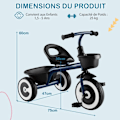 Miniatyrbillede 3 af 6: COSTWAY Tricycle til Barn med Pedal, Justerbart Sæde, Opbevaringskurve, Robust Kulstofstål, 4 EVA Hjul, 1,5 til 5 År, Blå