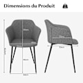 Miniatyrbillede 4 af 4: COSTWAY Sæt med 2 polstrede spisestuestole, Ergonomisk Ryglæn, Brede Armlæn, Moderne, 60 x 53 x 82,5 cm, Grå Grå