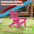 Miniatyrbild 5 av 6: Adirondack-stol för barn 3 till 8 år - COSTWAY - Högdensitetspolyeten för alla säsonger Ergonomisk design Rosa
