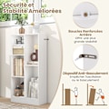 Miniatyrbillede 3 af 6: COSTWAY 3-lags bogreol-50 x 24 x 103,5 CM-5 Åbne opbevaringsrum-Anti-Tip Kit-Max kapacitet 90 KG-Hvid Vit