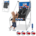 Miniatyrbillede 1 af 6: COSTWAY Fodbold Arcade Spil Sammenklappelig med 2 Kurve 4 Bolde Pumpe, Point System, 8 Tilstande, 1 til 4 Spillere, Blå