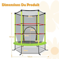 Miniatyrbillede 4 af 4: COSTWAY Trampolin til Børn med Sikkerhedsnet Ø165×1,91H CM-Med Lynlås-Inderamme-6 Polstrede Stolper-Last 45 kg-Grøn