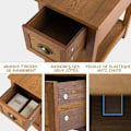 Miniatyrbillede 3 af 4: COSTWAY sidebord med skuffe, ben af gummi, 56x33x58,5 cm, retro sofaende til soveværelse, stue, lys brun Fawn Brown
