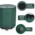 Miniatyrbillede 2 af 4: COSTWAY Foldbar Regnvandsopsamler 200L i PVC med Hanefilter 60x72CM til Vanding af Planter Grön