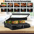 Miniatyrbillede 2 af 6: COSTWAY 1200W Elektrisk multifunktionsgrill-Intelligent Touch-180° åbning-4H Timer-5 Madlavningstilstande-Non-Stick-plade