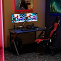 Miniatyrbillede 3 af 4: COSTWAY Gaming Skrivebord Computerbord 115 x 75 x 76 CM med stabil kopholder K Robust stålstel Sort
