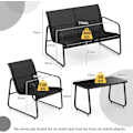 Miniatyrbillede 6 af 6: COSTWAY Haveborde 4 PCS med 2 Stole og 1 Dobbeltsofa, Have Møbel Sæt i Åndbart Stof, Sort Svart