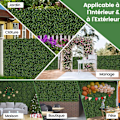 Miniatyrbillede 5 af 6: COSTWAY kunstig hæk 50 x 50 cm, 12 græsplænevægpaneler Buskpaneler i imiteret Gardenia Topiary