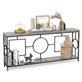 Miniatyrbillede 1 af 4: COSTWAY 2-lags konsol 180 x 30 x 80 cm, opbevaringshylde, rustikt sidesofabord til entré i soveværelset Rustik brun och svart