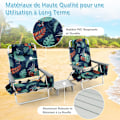 Miniatyrbillede 3 af 6: COSTWAY Ensemble 3-pc med 2 Klapstole og Rullbart Bord, Hovedpude, Justerbar Ryg i 5 Positioner, Blomsterdesign