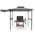 Pikkukuva 1 / 4: Grilli Teltassa 318 x 153 cm COSTWAY-Sivukatokset-Kaksitasoinen Katto-2 Sivuhyllyä-Ripustuskoukut-Pullonavain
