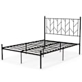 Miniatyrbillede 1 af 4: COSTWAY Dobbelt Voksenseng 140x190CM Metal - Sengegavl 9 Støttefødder - Sengerammebelastning 360KG - 14 Metallameller, Sort Svart