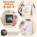 Miniatyrbillede 5 af 6: COSTWAY Kunstnerstaffeli 3 i 1 - Magnetisk Tavle i Sort & Hvid - Justerbar Højde & Papirrulle til Børn fra 3-10 År