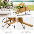 Miniatyrbillede 3 af 4: COSTWAY Dekorativ Trillebør i Træ til Planter med Fleksibel Hjul, 9 Magnetiske Tilbehør, 2 Lange Hænder Have, Terrasse Beige