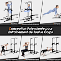 Miniatyrbild 2 av 4: COSTWAY Multi-Function Pull-Up Station med hopfällbar viktbänk, Chin Up Bar, armbågsskydd justerbara höjder