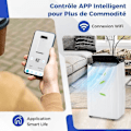 Miniatyrbillede 2 af 5: COSTWAY Mobil Klimaanlæg 14000BTU 4kW R290-6 i 1 Varme, Affugter, Wifi-Standby, APP-Forsinket Start-Programmeret Stop Vit