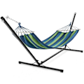 Miniatyrbillede 1 af 6: COSTWAY Metal Hammock Stand 150 KG Load Adjustable Chain with Hooks for Indoor Outdoor Black 325 x 100 x 106 cm