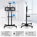 Miniatyrbillede 2 af 4: COSTWAY mobilt tv-stativ til flade og buede tv'er 32" til 70", justerbar tv-vogn med hjul, 600 x 400 mm, 50 kg