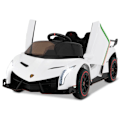 Miniatyrbillede 1 af 4: COSTWAY Elbil til børn Lamborghini-licens, fjernbetjening, 3 hastigheder, LED-lys & horn & musik 3-8 år 111x61x45CM vit svart