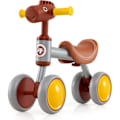 Miniatyrbillede 1 af 6: COSTWAY Draisienne Baby uden pedaler med sæde i kunstlæder og EVA skumhjul, 4 hjul, til fødselsdagsgave, brun