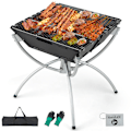 Miniatyrbillede 1 af 4: COSTWAY multifunktionel havebræt - 45 x 45 x 49 cm - Sammenfoldelig kulgrill - Grillr i rustfrit stål - Bæretaske og handsker