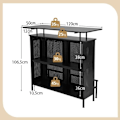 Miniatyrbillede 4 af 6: COSTWAY Home Barbord med 2 vinhylder og 6 glasholdere, metalfodstøtte, 7 justerbare ben, sort Svart