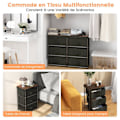 Miniatyrbillede 4 af 4: COSTWAY kommode med 3 stofskuffer 48 x 20 x 76 cm, sengebord med metalstel, til soveværelse, industri, sort
