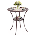 Miniatyrbillede 1 af 6: COSTWAY Havemøbel i rattan, top af hærdet glas, ramme i rustfrit jern, opbevaringsplads, rundt bord 64 x 71 cm