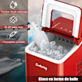 Miniatyrbild 2 av 4: COSTWAY Bärbar ismaskin 12KG /24H 9 isbitar per 8 min 1,6L tank, självrengörande, 120W LCD-skärm för Home Red Röd