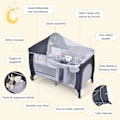 Miniatyrbild 3 av 4: COSTWAY hopfällbar babyparaplysäng 4 i 1 vagga/skötbord Lekhage lutningsfunktion med madrass, Play Arch Bag grå Grå