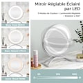 Miniatyrbillede 2 af 4: COSTWAY rundt makeupspejl 30CM - Justerbart LED-lys, berøringsskærm, 360° rotation, hukommelsesfunktion, metalstativ