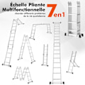 Miniatyrbillede 2 af 4: COSTWAY Teleskopstige 4.6M 7 i 1 - Aluminiumslegering - Belastning 150 kg - 17 trin - Skridsikre trin - Fodstøtter Pengar