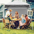 Miniatyrbillede 2 af 5: COSTWAY Have Telt 182 x 182 cm med Sidepanel - Foldbar Receptionstelt med Justerbare Skrå Fødder Hvid