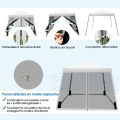 Miniatyrbild 2 av 4: COSTWAY Instant Folding Barnum Gazebo 3x3m - Mesh sidoväggar - Lutande ben - Hjulförsedd väska - Höjdjusterbar - Vit Vit