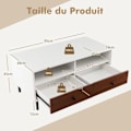 Miniatyrbillede 4 af 4: COSTWAY træsofabord med 2 skuffer og 2 opbevaringshylder, multifunktionelt sidebord til sofa, stue, soveværelse