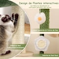 Miniatyrbillede 6 af 6: COSTWAY Multi-Level Katte træ med Søde Blomster, Plys Øverste Platform, Hule, Kradsebræt og Sisal Plade, Bold