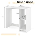 Miniatyrbild 4 av 4: COSTWAY Modernt skrivbord med 2 hyllplan - 80 x 40 x 74 CM (L x B x H) MDF Vit högblank melaminfinish