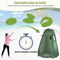 Miniatyrbillede 2 af 4: Bærbart pop-up campingbrusetelt-COSTWAY-120x120x190cm-1 person-lavet af polyester-bæretaske-4 søm inkluderet-grønt Grön