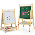 Miniatyrbillede 1 af 4: COSTWAY 3 i 1 foldbart staffeli med hvid/tavle, træpapirrulle, bakke og komplet tilbehør til børn