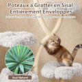 Miniatyrbillede 5 af 6: COSTWAY Multi-niveau Katte træ 165 CM, 4 Polstrede Platforme, Sisal Kradsetræ, 2-i-1 Condo Privat Niche, Grå Grå