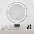 Miniatyrbillede 1 af 6: COSTWAY 76 x 76 cm Badeværelsesspejl, 3 farver, Hukommelsesfunktion, Touch Switch, Anti-dug funktion, White Edge