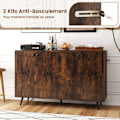 Pikkukuva 3 / 6: COSTWAY Keittiöbuffet Kommode Säilytyskaluste, jossa 4 Ovea, 2 Säädettävää Hyllyä Keittiöön, Olohuoneeseen 127,5x38x80cm Ruskea