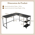 Miniatyrbillede 4 af 4: COSTWAY L-formet Computerhjørnebord 138 CM, Industrielt med Stålramme, 2-niveau Hylde, Sort
