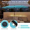 Miniatyrbillede 2 af 6: Parasol Double til Have XXL 400 x 200 x 240 cm - COSTWAY - 36 LED-lys - Base inkluderet - 12 Spidser - Rektangulær Grøn