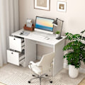 Miniatyrbillede 6 af 6: COSTWAY computerbord med 2 opbevaringsskuffer, 109 x 50 x 75 cm, enkelt og moderne, hvid