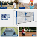 Miniatyrbillede 2 af 4: COSTWAY bærbart badmintonnet 420 x 102 x 89-155 cm - Justerbar højde - 2 fjerbolde - Lavet af PE - 5 minutters installation - Opbevaringspose Mörkblå