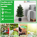 Pikkukuva 3 / 4: COSTWAY Faux Cedar Topiary K80cm, tekomänty, muoviruukku, valonkestävät lehdet