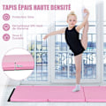Pikkukuva 5 / 6: COSTWAY kokoontaittuva kuntosalimatto-180 x 60 x 5 cm-3 kerros kahva-koukku- ja silmukkakiinnikkeillä-vedenpitävä PU EPE täyte-vaaleanpunainen Rosa