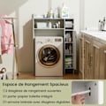 Pikkukuva 2 / 6: COSTWAY wc-istuin WC:n yläpuolella, 2 säädettävää hyllyä, kallistumaton, 75,5 x 20 x 110 cm, valkoinen Vit